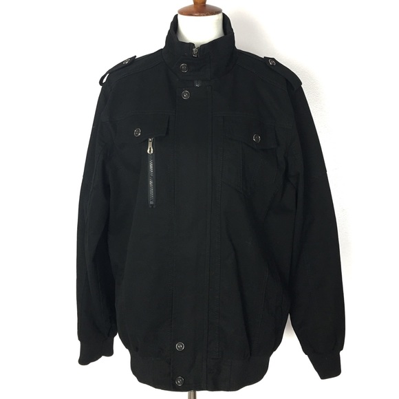 Moogen Men’s Black Mock Neck Bomber Jacket - Picture 1 of 8